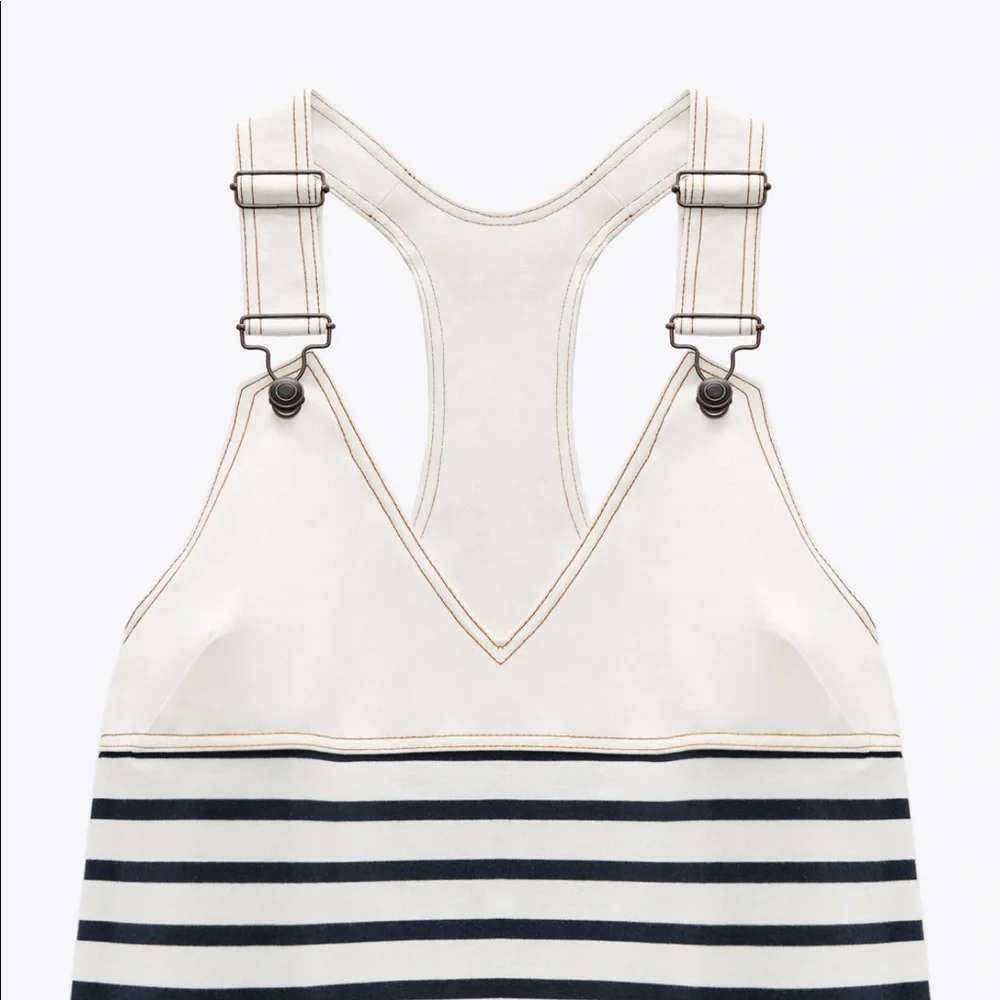 NWT Zara striped pinafore dress